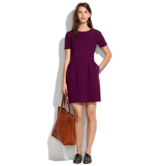 Madewell Gallerist Ponte Dress in Deep Plum - Picture 2 of 7